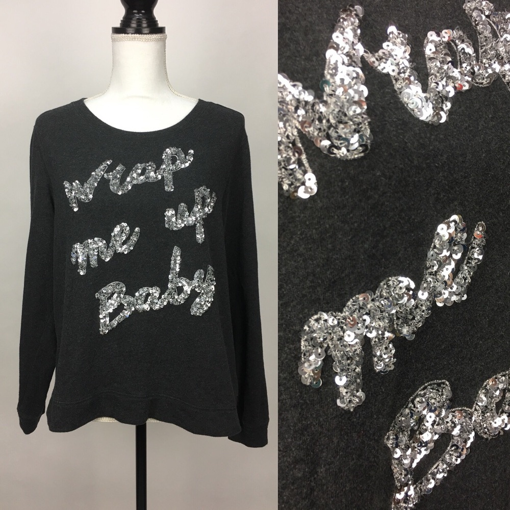 Longsleeve Sweatshirt Top‎ wrap me up Baby Sequin